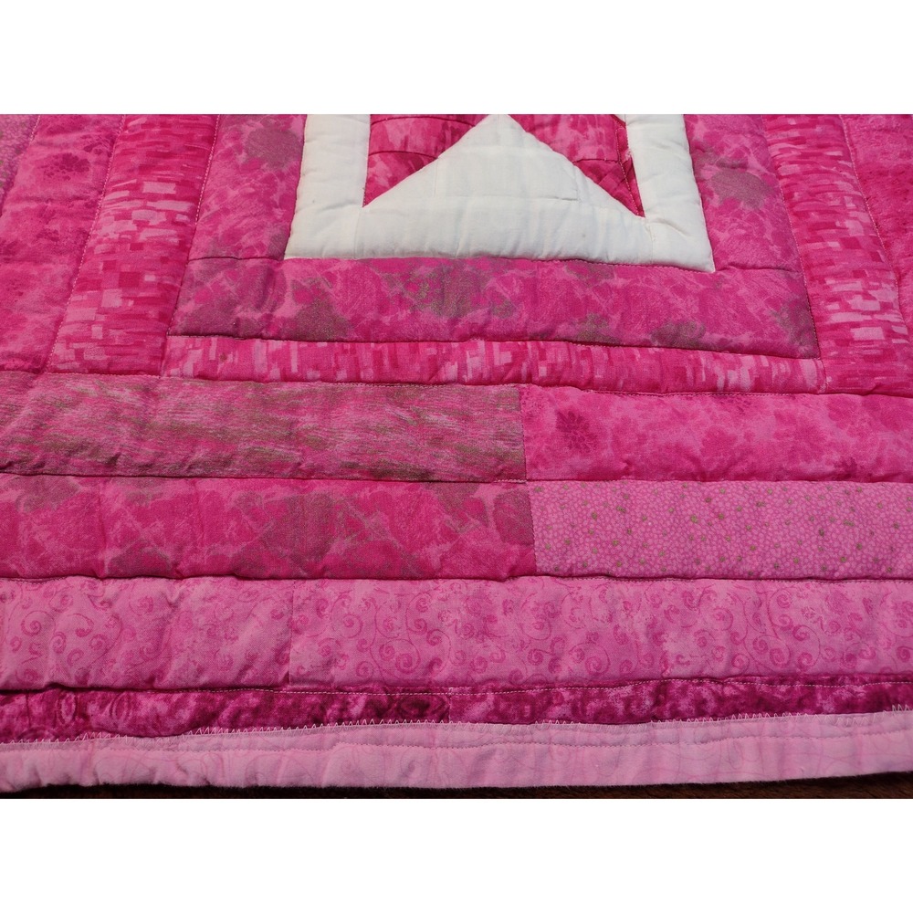 Handmade Breast Cancer Awareness Quilt Wall Hanging Pink Ribbon One-of-a-Kind - Picture 3 of 8